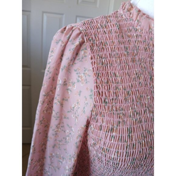 Petal & Pup Womens Midi Dress Pink Floral Ballon Sleeve Small Cottagecore Boho - Picture 7 of 16